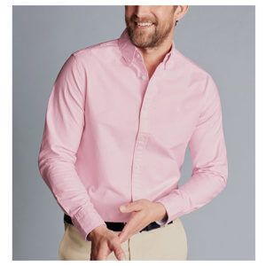 Charles Tyrwhitt Button-Down Collar Washed Oxford Plain Shirt – Pink